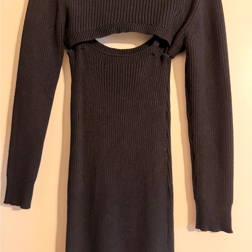 Astr Black Ribbed Bodycon Dress